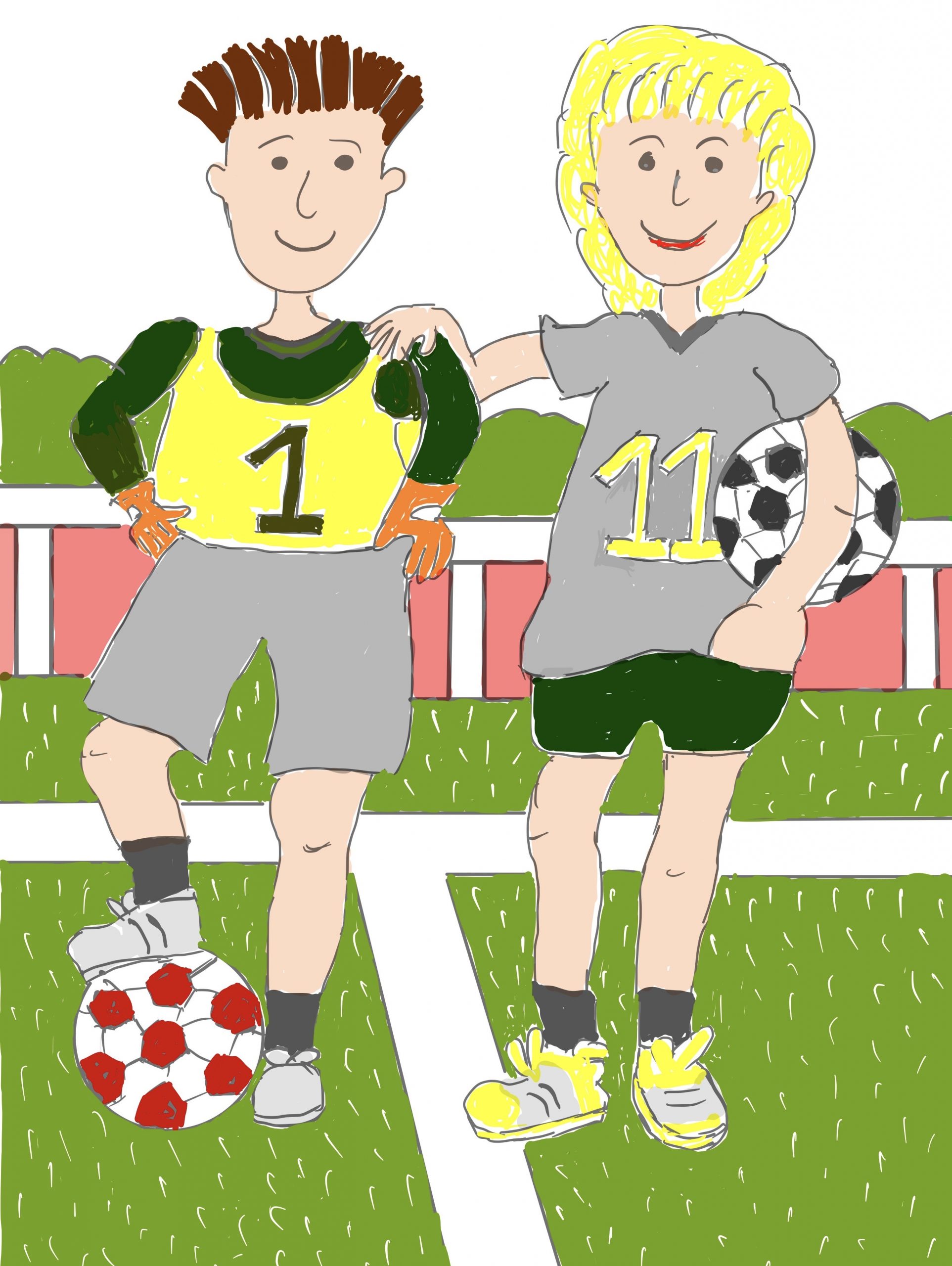 2 Personen mit Fußball